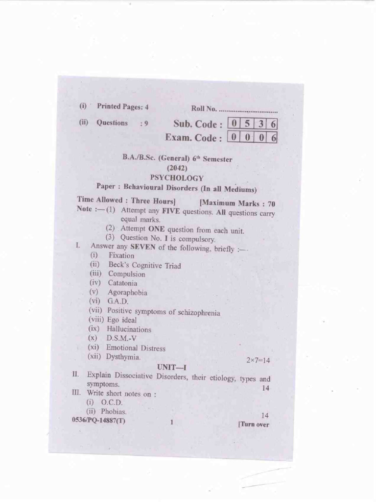 Psychology Behavioural Disorders Pdf