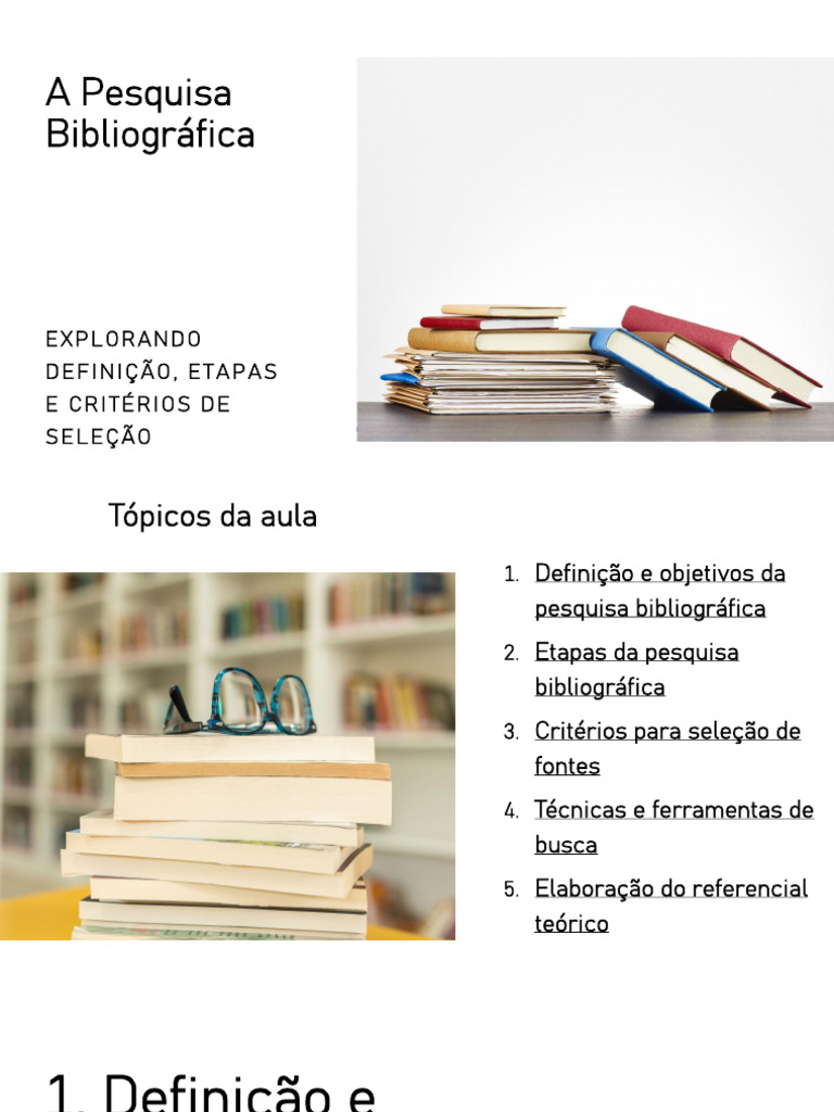 Pesquisa Bibliográfica: Definições e Etapas | PDF | Conhecimento ...