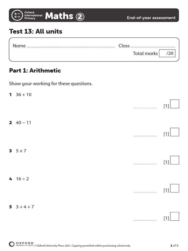 EOY Maths Assessment Overview | PDF | Mathematics