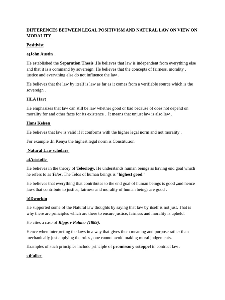 Legal Positivism vs. Natural Law Morality | PDF | Justice | Crime ...
