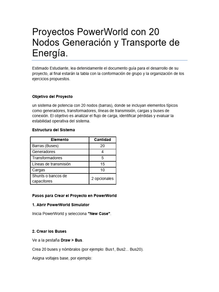 Proyectos PowerWorld 20 Nodos | PDF | Transmisión de energía eléctrica ...