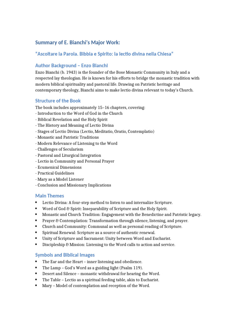 Lectio Divina in Modern Church Context | PDF | Lectio Divina ...