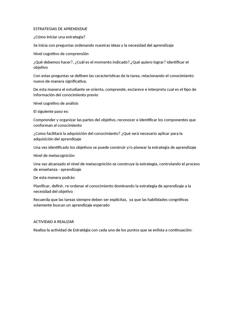 Estrategias de Aprendizaje | PDF
