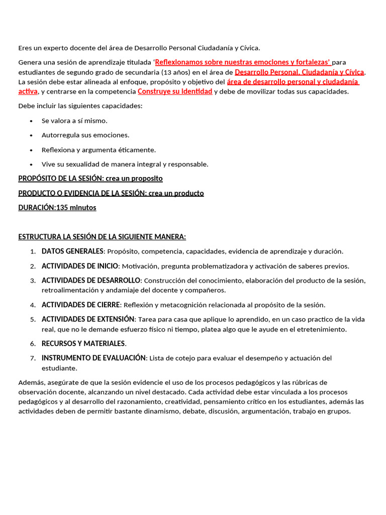 01 Pront para Sesión de Aprendizaje | PDF