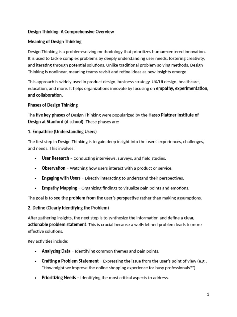Design Thinking Explained: Key Phases & Benefits | PDF | Quantitative ...