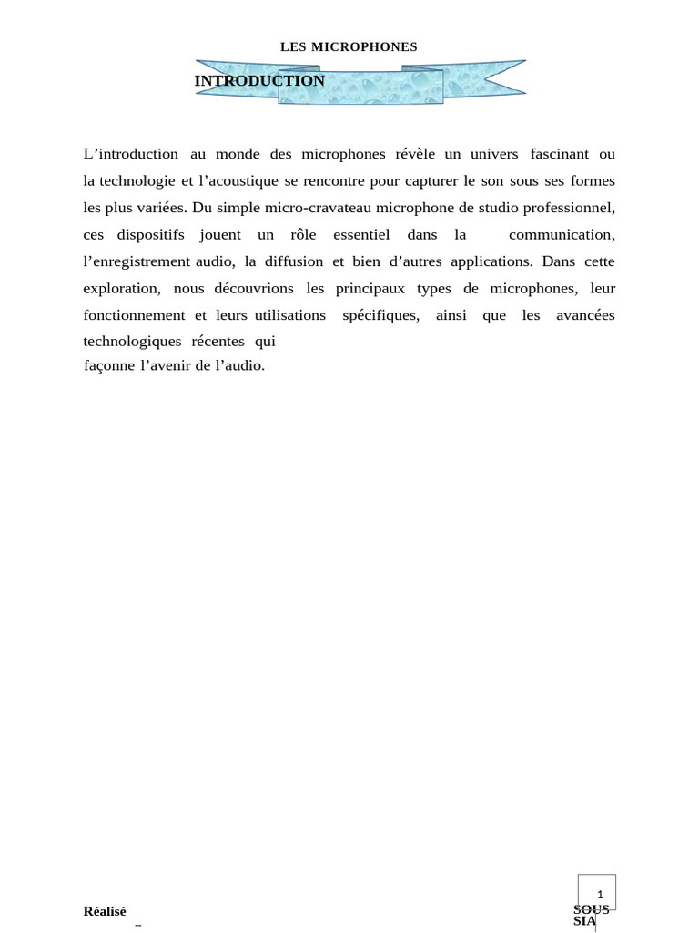 Types et Fonctionnement des Microphones | PDF | Microphone | Pascal (Unité)