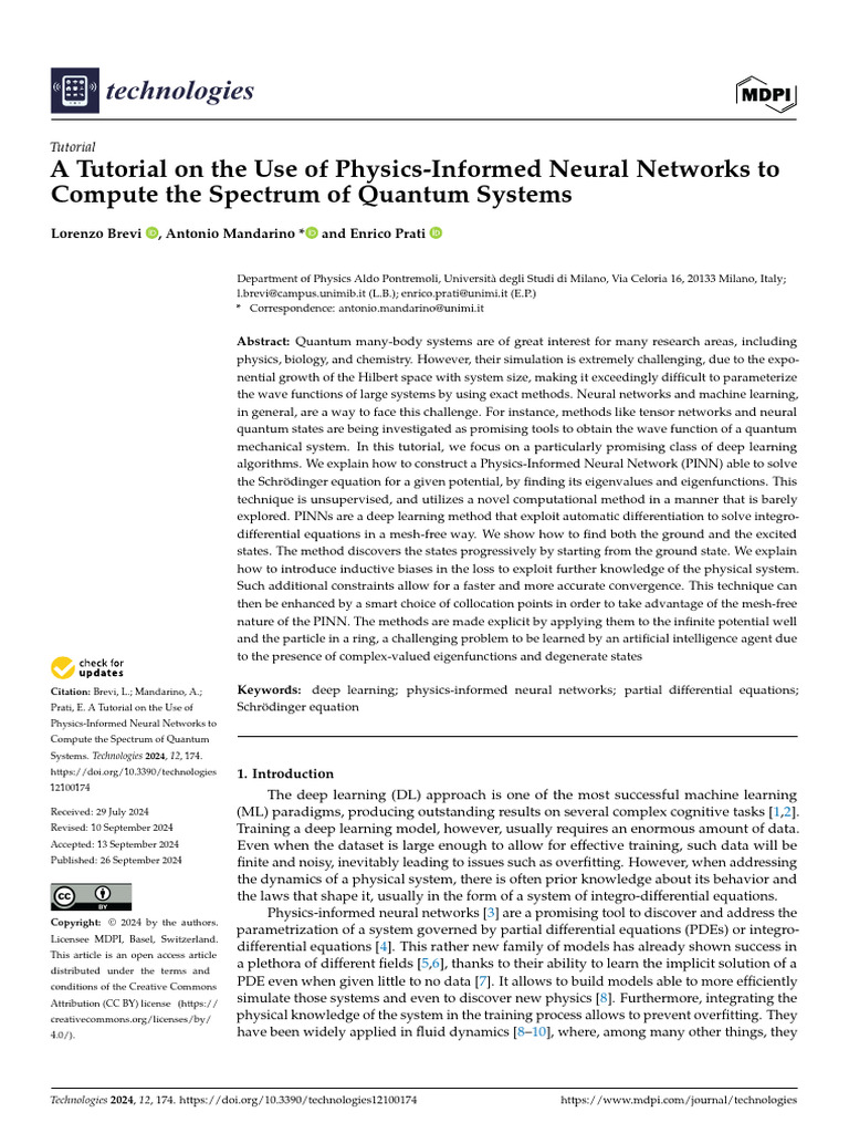Physics-Informed Neural Networks for Quantum Systems | PDF | Partial ...