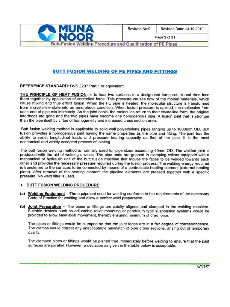 Butt Fusion Welding Procedure & Qualification of Hdpe Pipe 4 | PDF