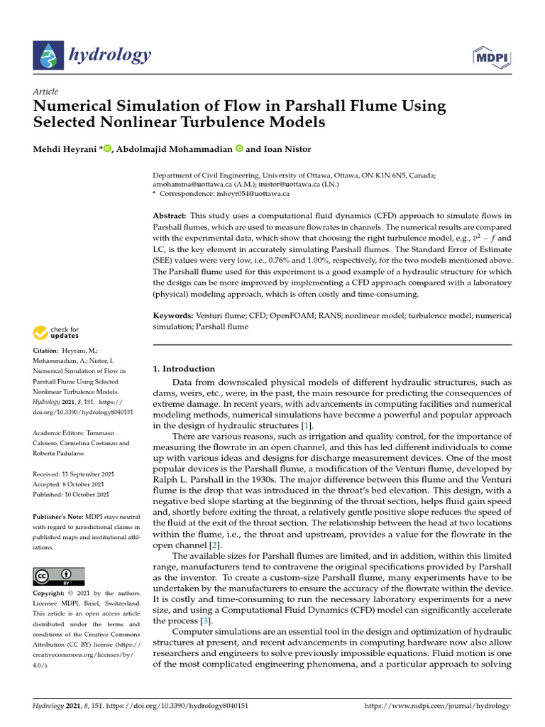 Parshall Flume Flow Simulation Study | PDF | Fluid Dynamics ...