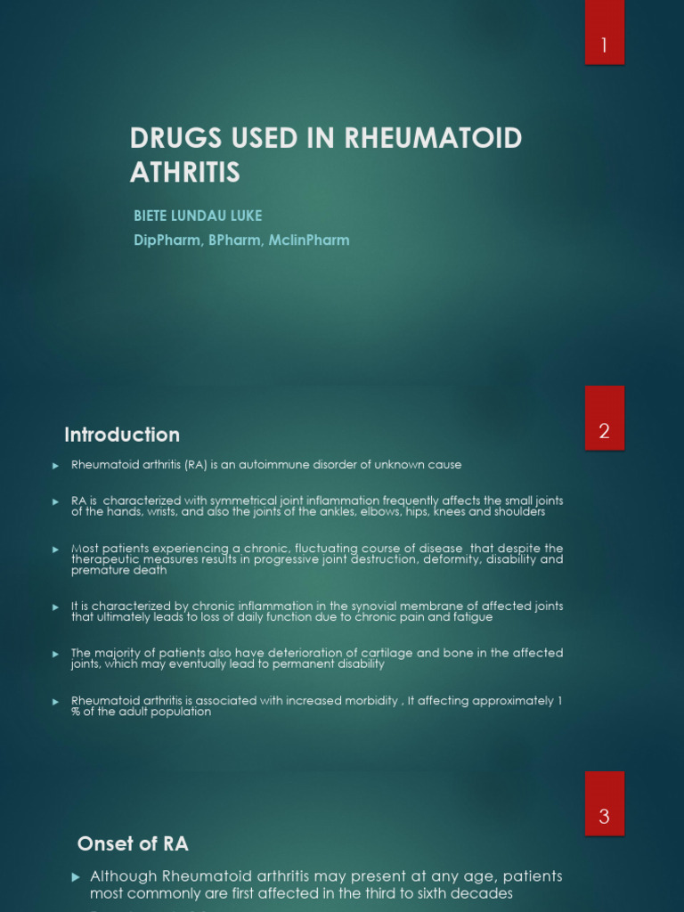 Rheumatoid Arthritis Drug Treatments | PDF | Rheumatoid Arthritis ...