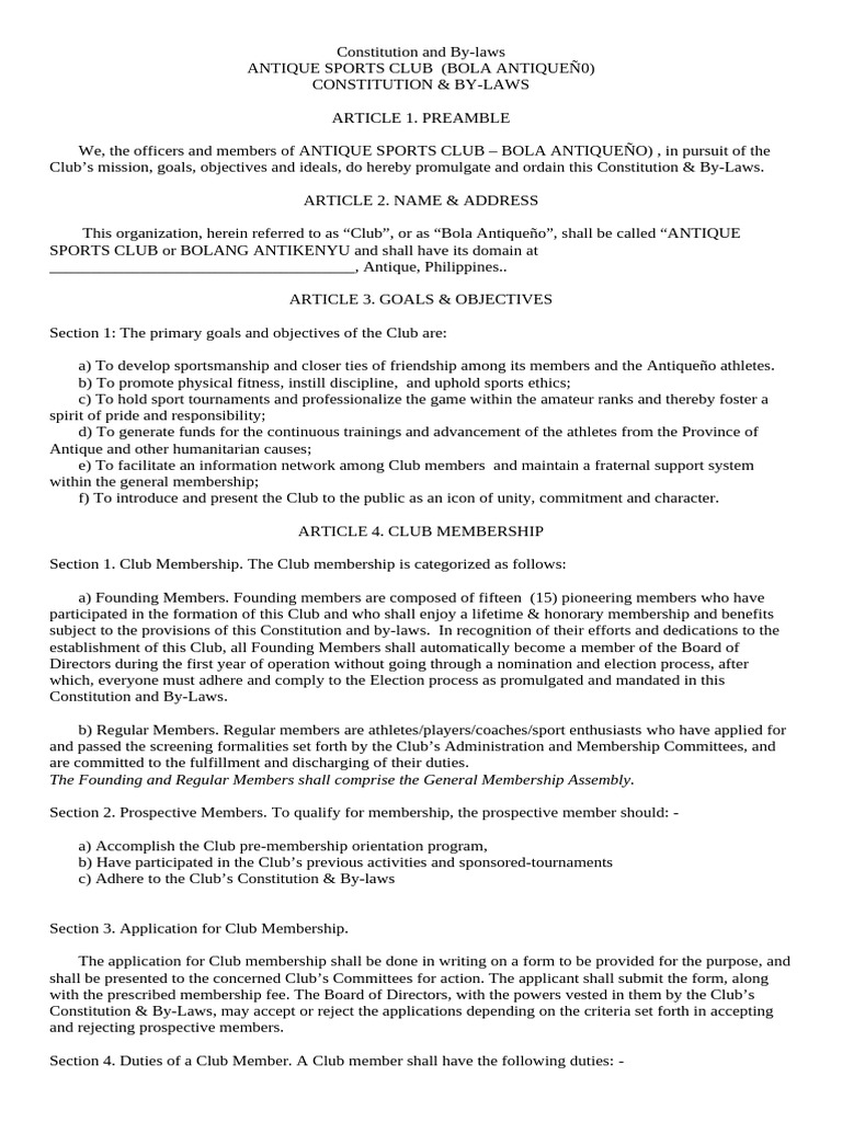 CBL of Antique Sports Club | PDF | Board Of Directors | Quorum