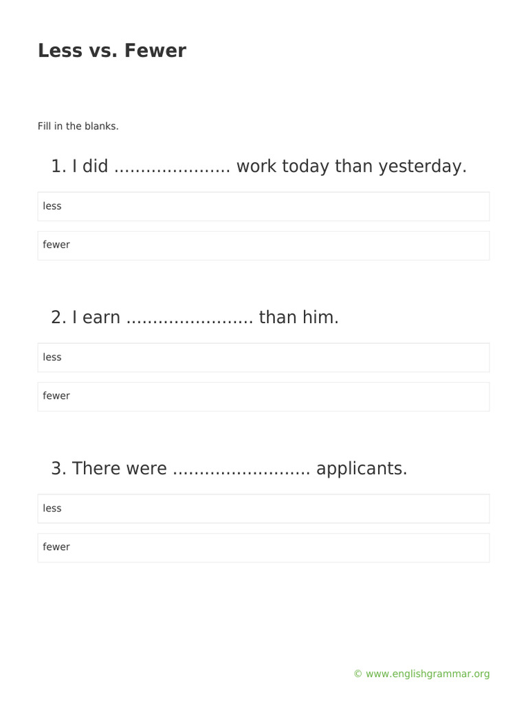 Understanding Less vs. Fewer | PDF