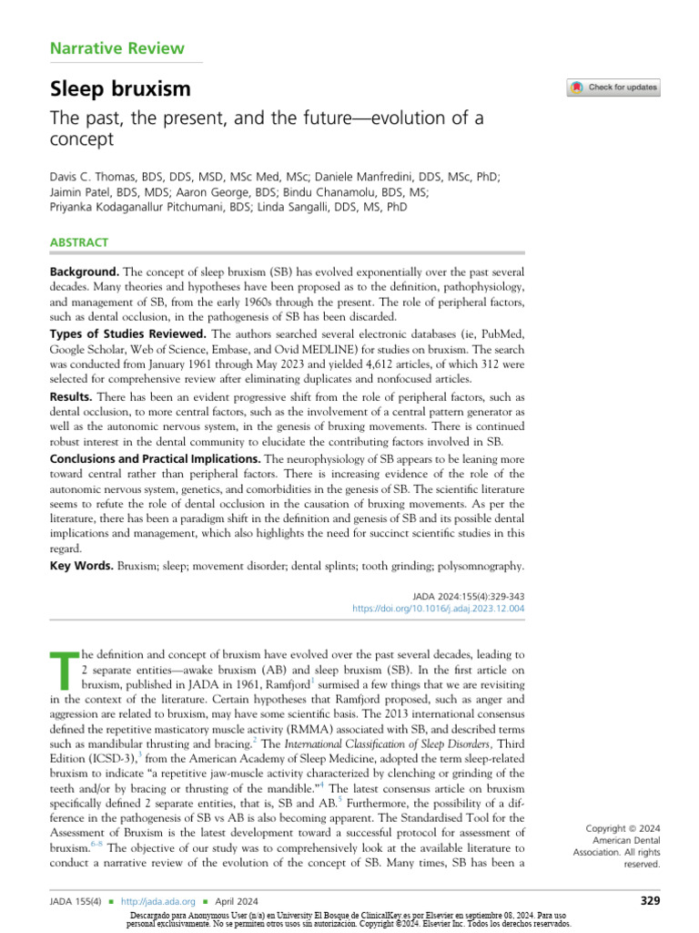 Evolution of Sleep Bruxism Concepts | PDF | Sleep | Human Diseases And ...