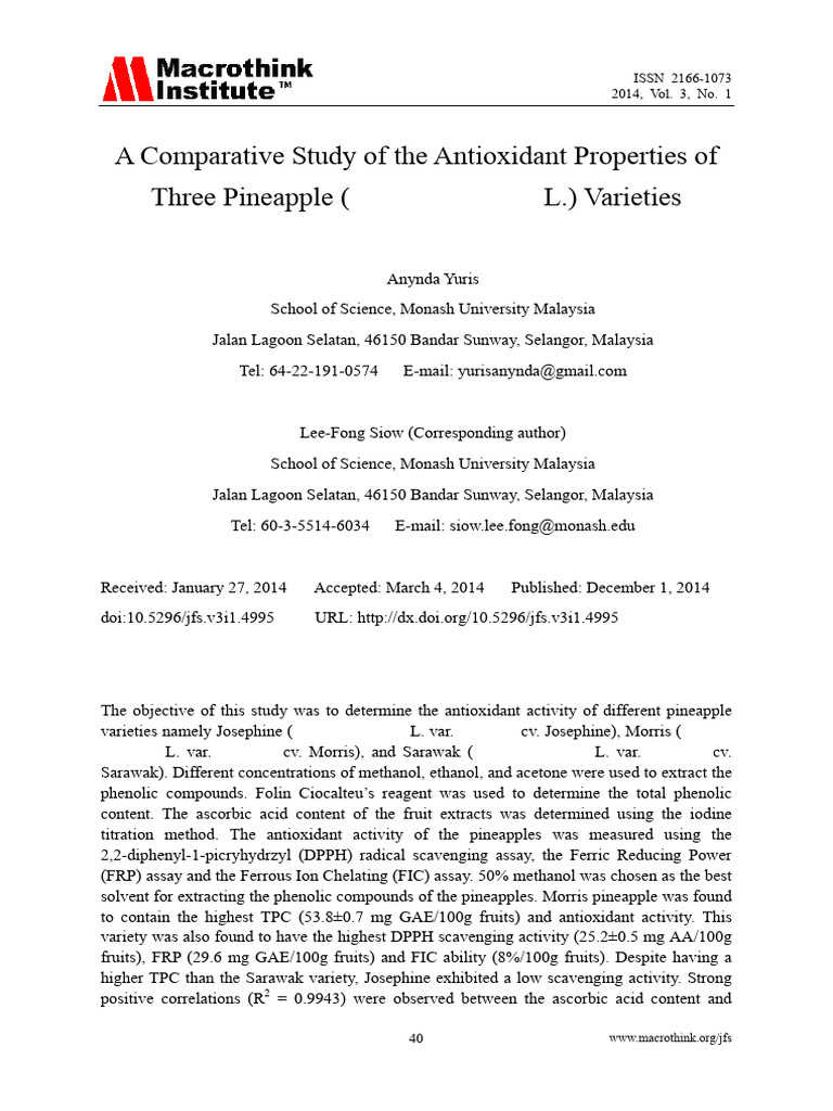 A Comparative Study of The Antioxidant Properties | PDF | Polyphenol ...