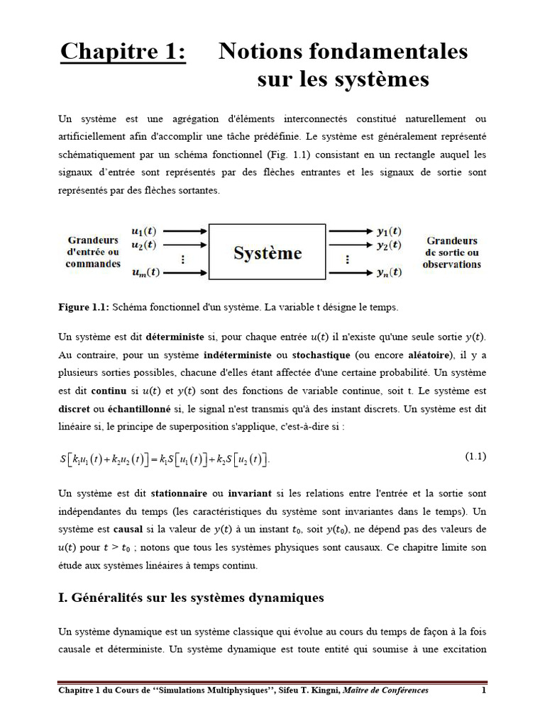 Notions Fondamentales des Systèmes Dynamiques | PDF | Système dynamique ...
