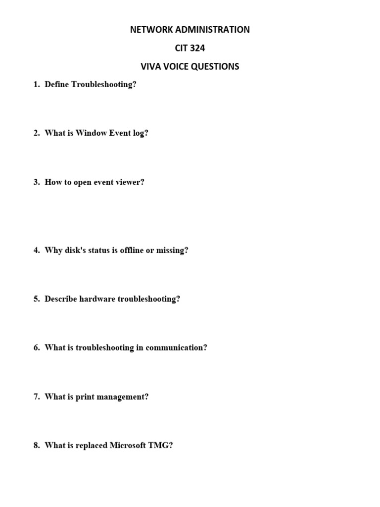 Network Administration VIVA Questions Guide | PDF | Computer Network ...