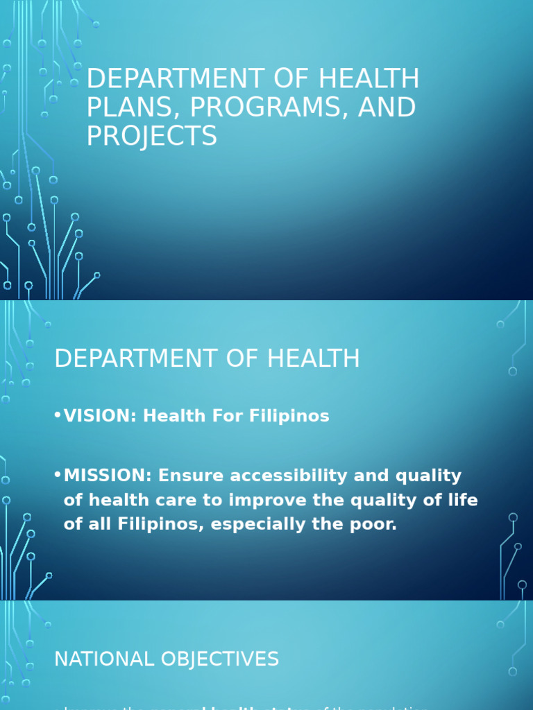 Department of Health Plans, Programs, and | PDF