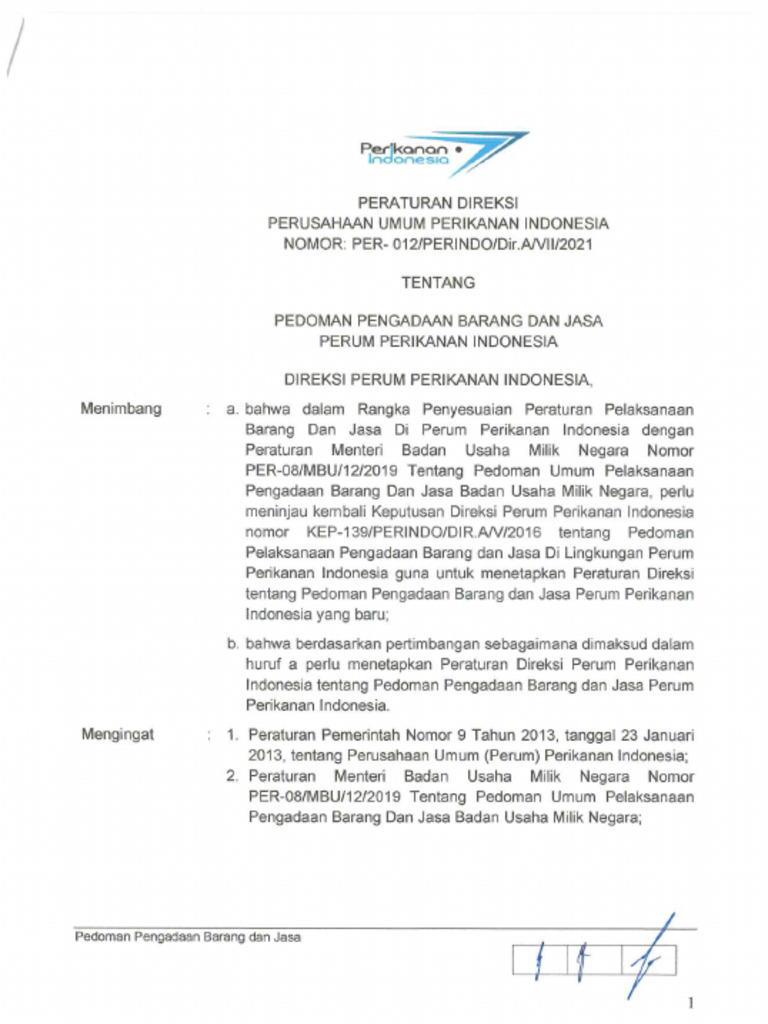 Per-012 2021 Pedoman Pengadaan Barang Dan Jasa - Compressed | PDF