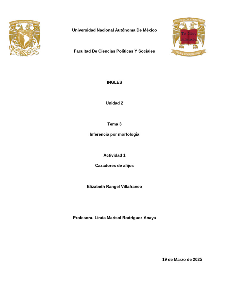 Unidad 2 Tema 3 Actividad 1 | PDF