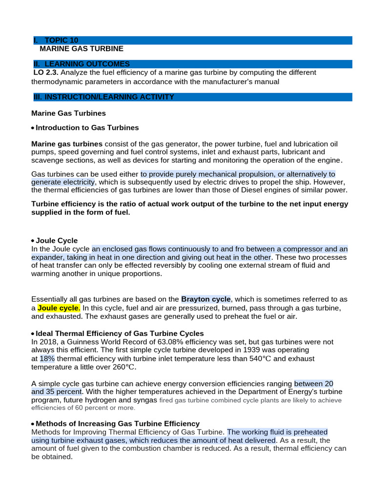 Marine Gas Turbine Efficiency Analysis | PDF | Gas Turbine | Combustion