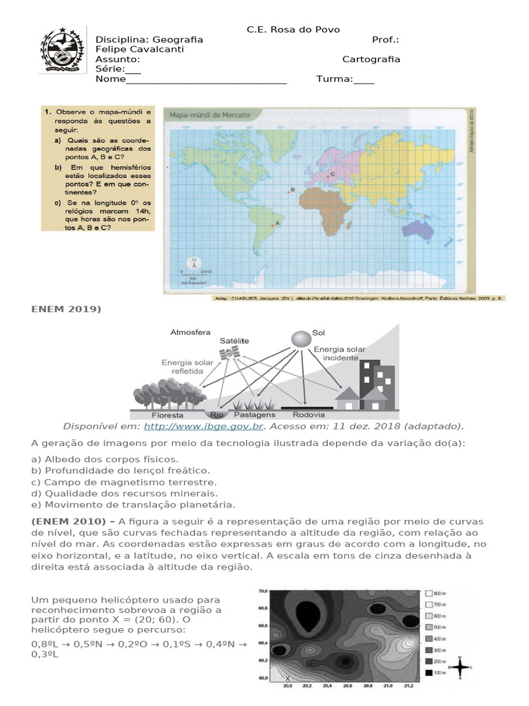 Questões de Cartografia para ENEM e UERJ | PDF