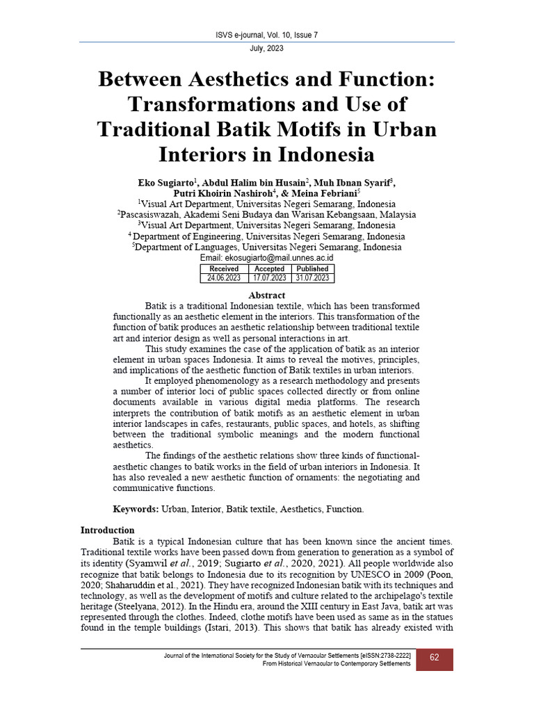 Batik Motifs in Urban Interior Design | PDF | Textiles
