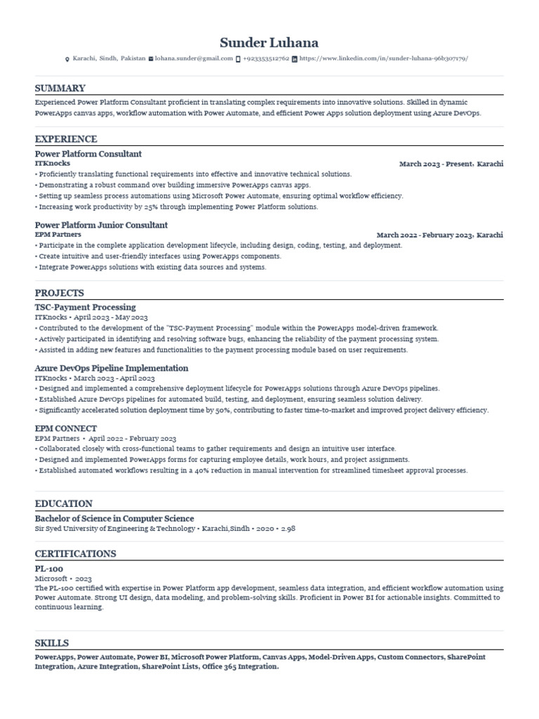 Power Platform Consultant Resume | PDF | Automation | Microsoft Azure