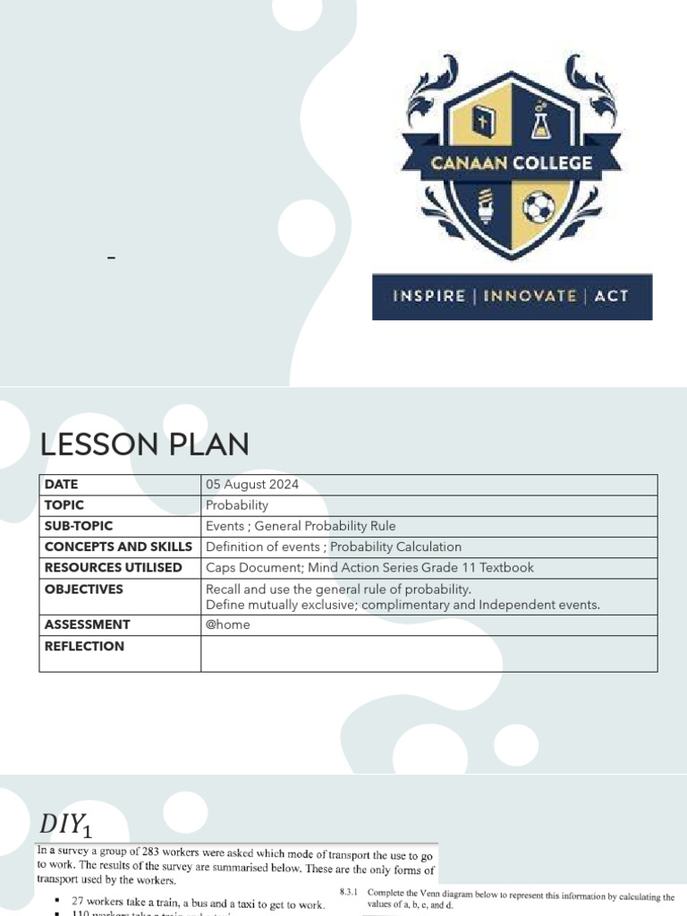 Grade 11 Probability Lesson Plan | PDF | Probability | Mathematics