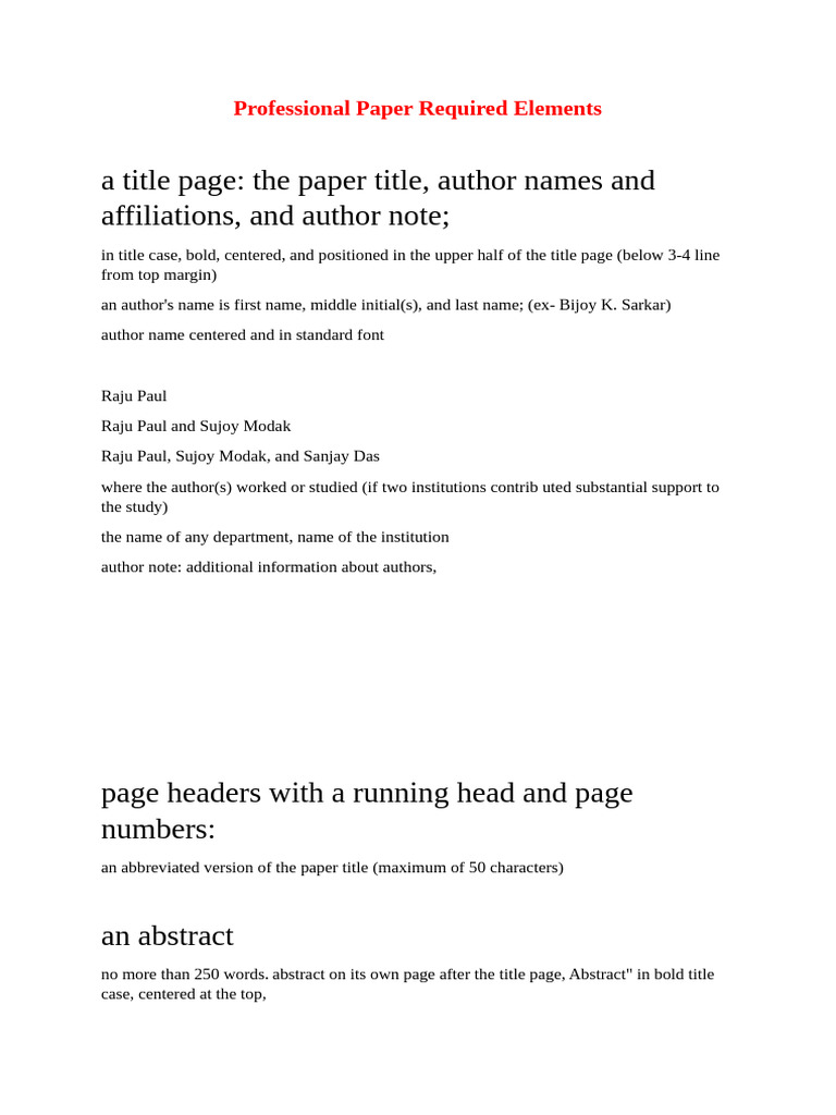 Essential Elements of a Professional Paper | PDF