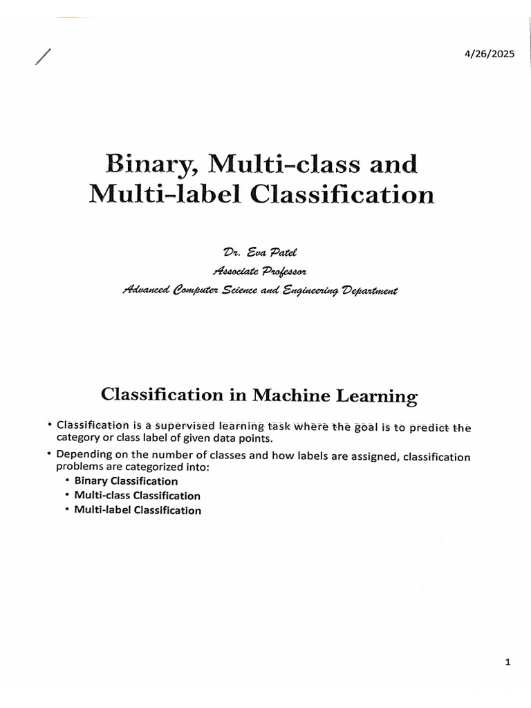 Binary, Multi-Class & Multi-Label Classification | PDF