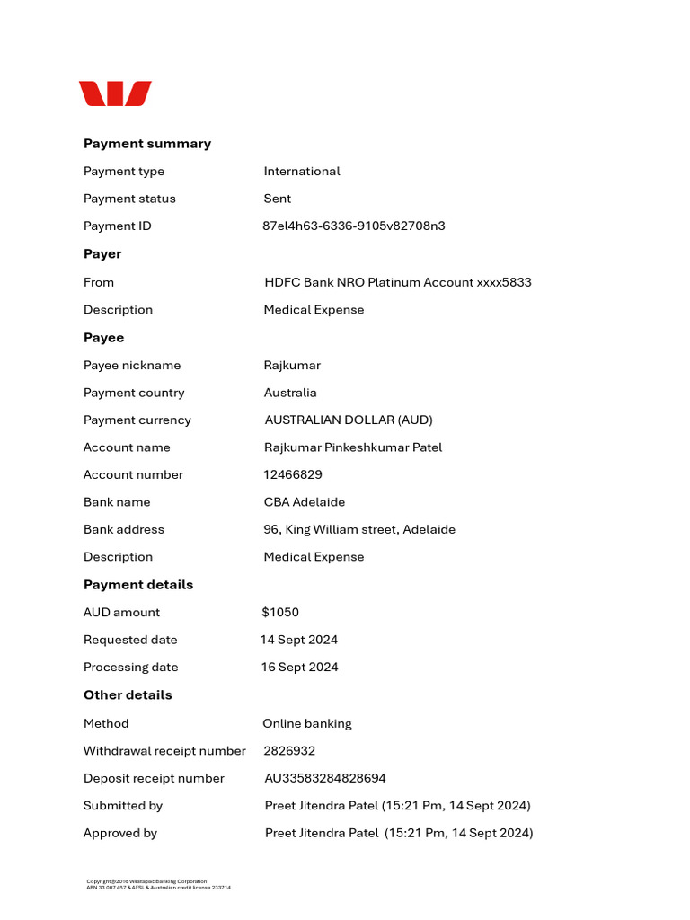 International Payment Receipt Summary | PDF