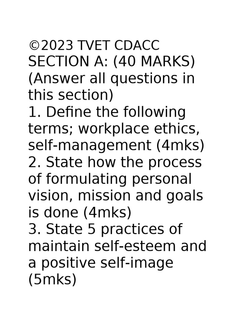 Work Ethics and Practices Past Papers | PDF | Goal | Psychology