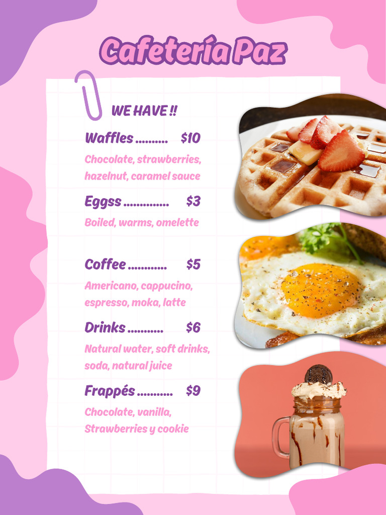 Menú Cafetería Orgánico Rosa y Morado - 20241001 - 175235 - 0000 | PDF