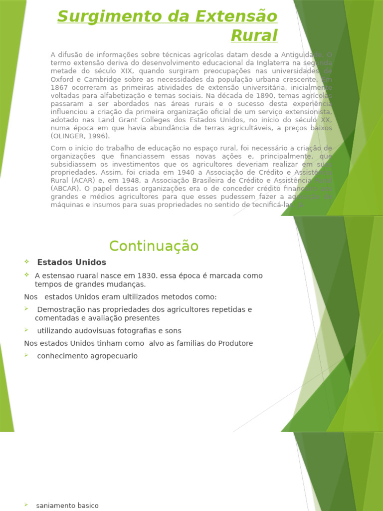 Historia Da Extensao Rural Filipe | PDF