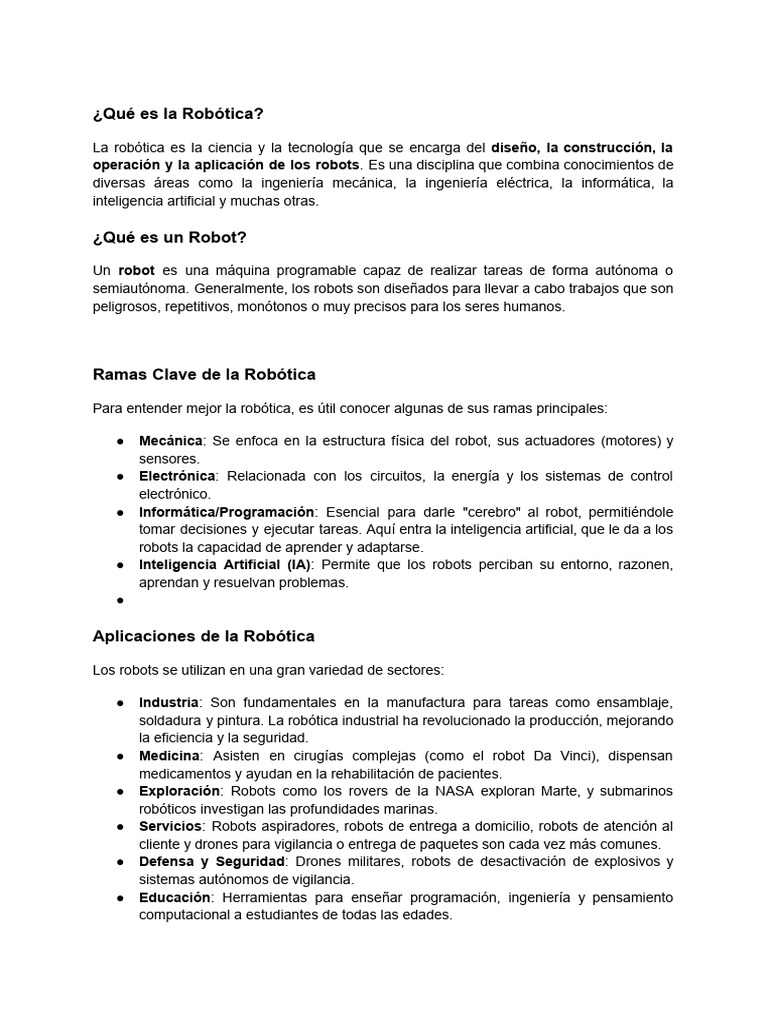 La Robótica y Su Evolucion | PDF | Robot | Robótica
