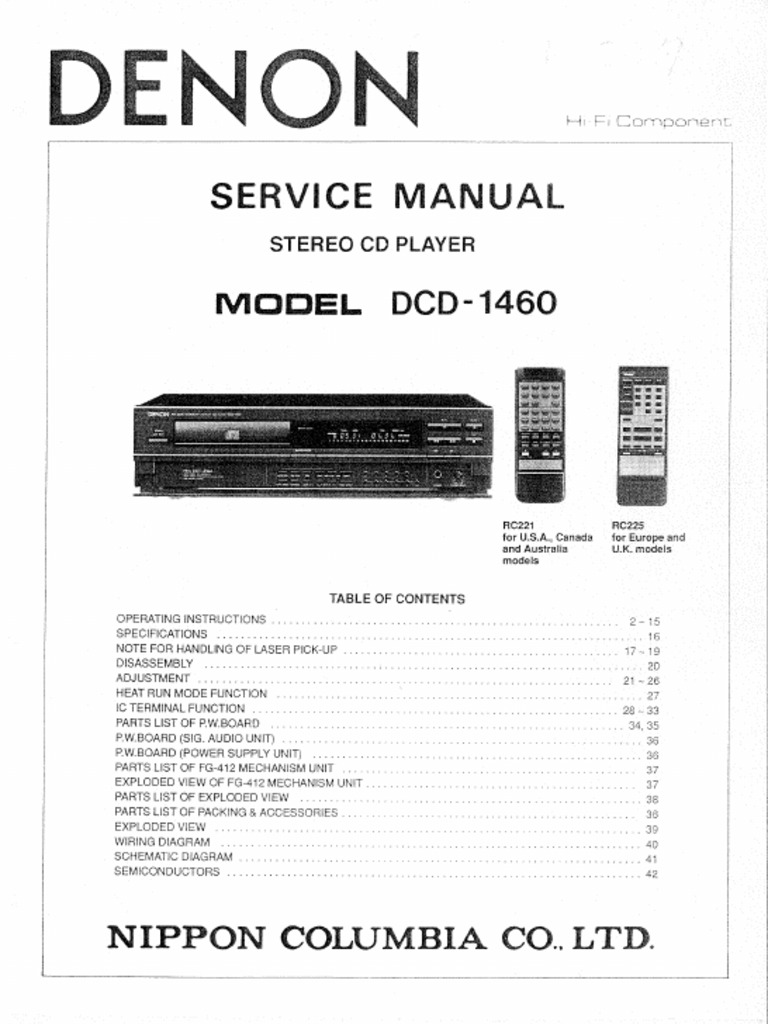 Denon DCD-1460 Service Manual | PDF
