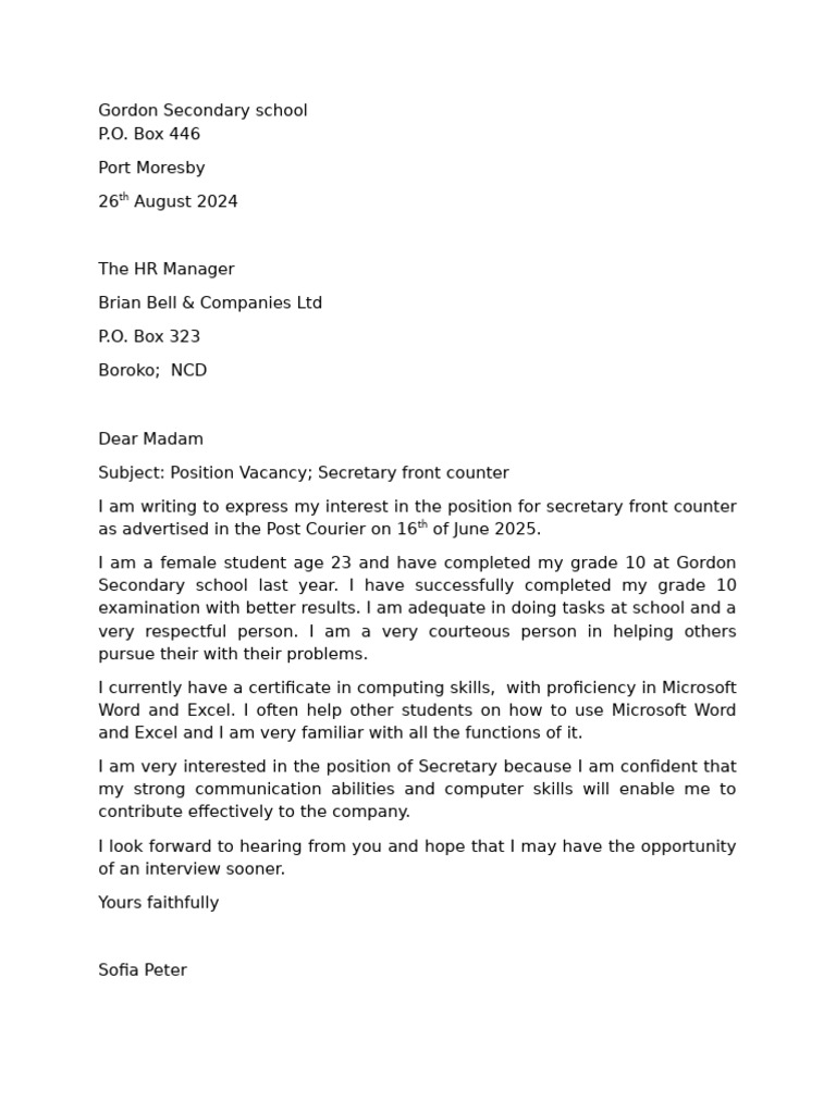 Application for Secretary Position | PDF