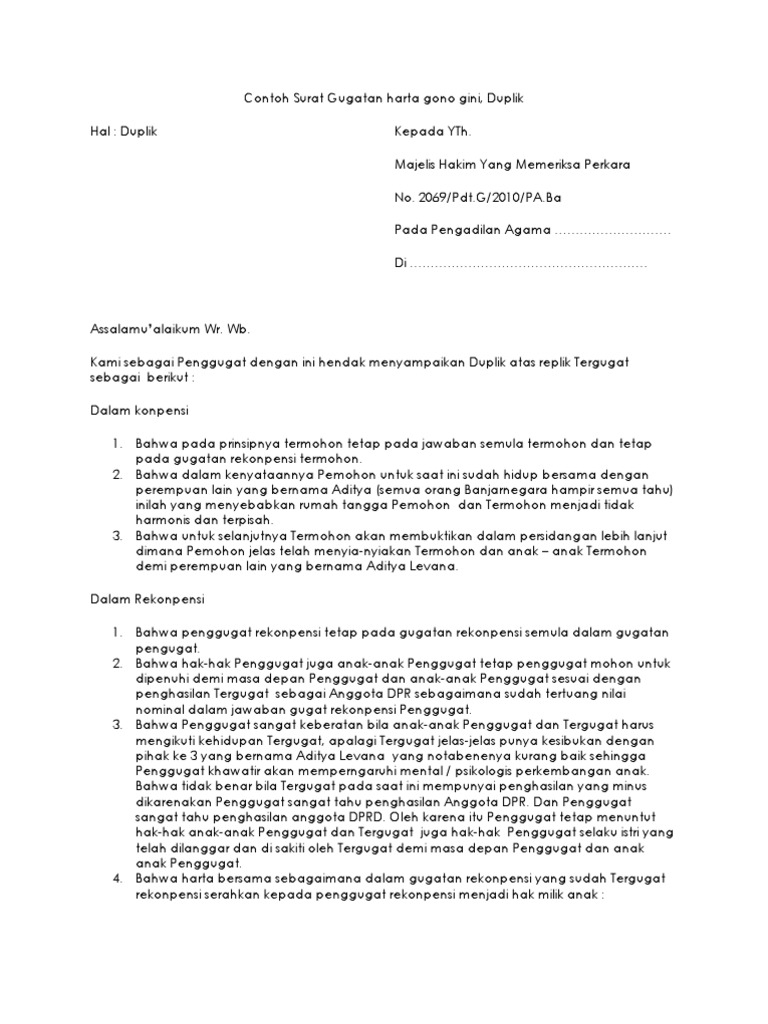 Contoh Surat Gugatan Tanah Warisan Nusagates
