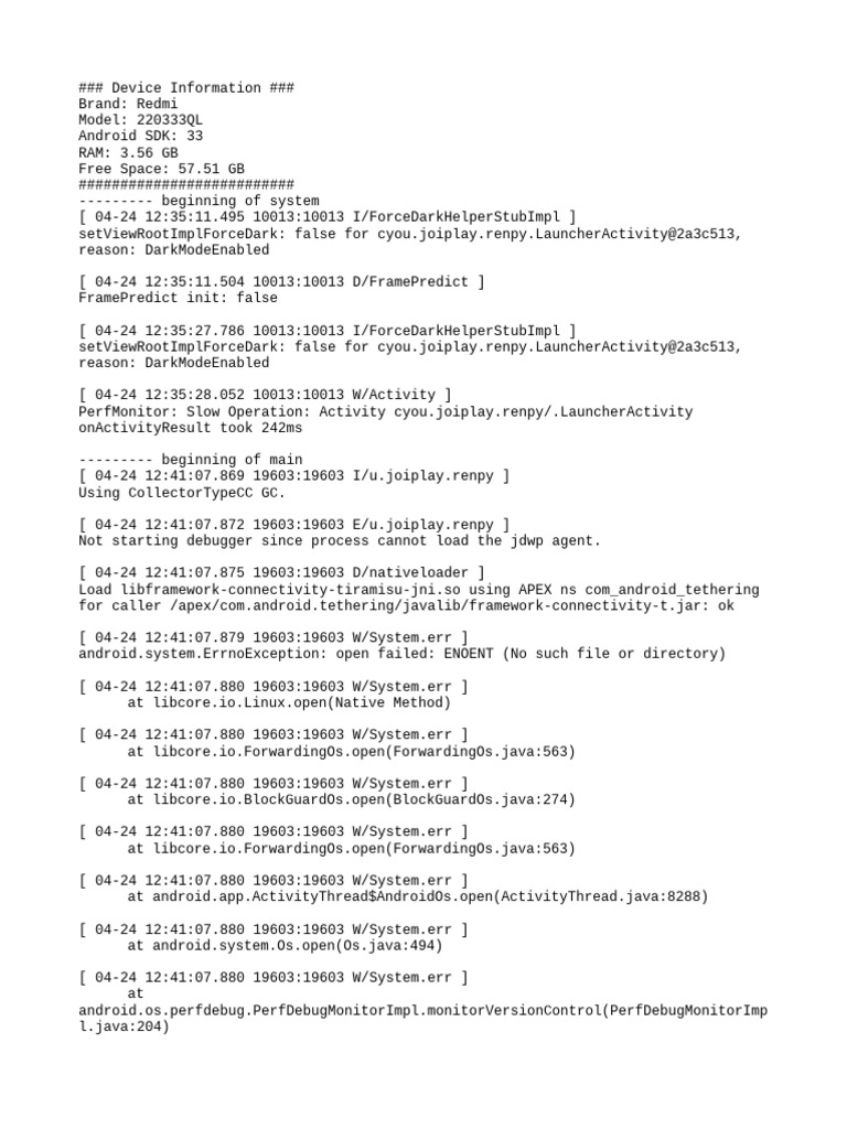 Joiplay Ren'Py Launcher Log Analysis | PDF | Operating System ...