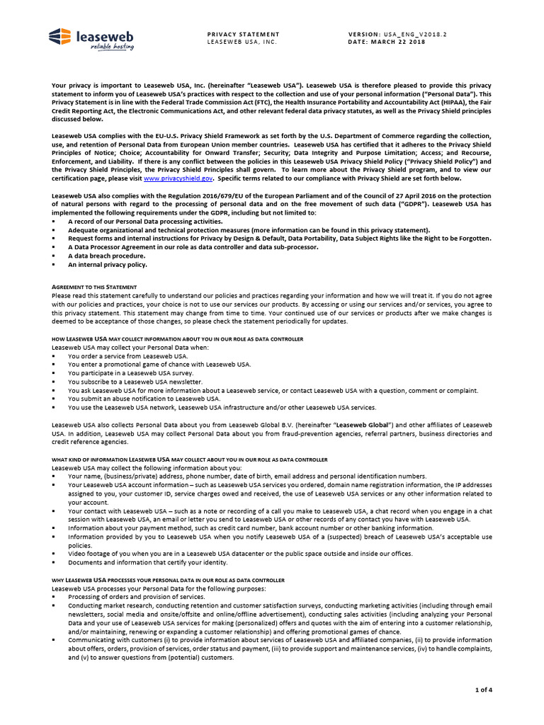 US ENG v2018 2 Privacy Statement | PDF | Computer Security | Security
