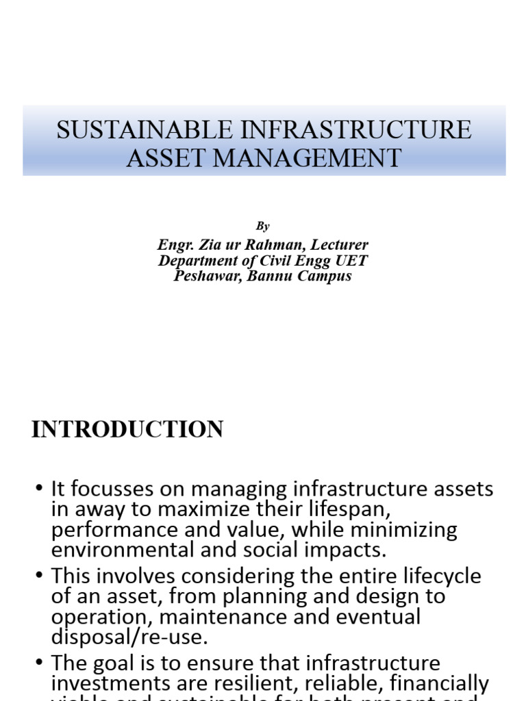 Sustaianable Infrastructure Asset Management | PDF | Infrastructure ...