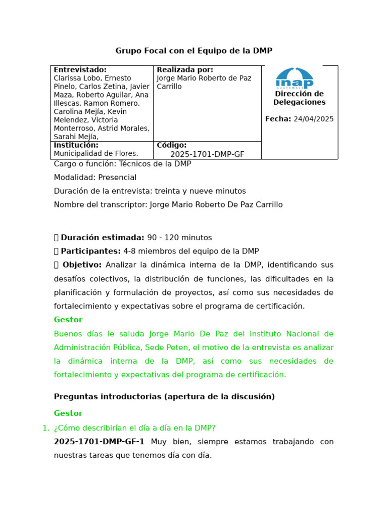 Dinámica y desafíos de la DMP 1701 | PDF