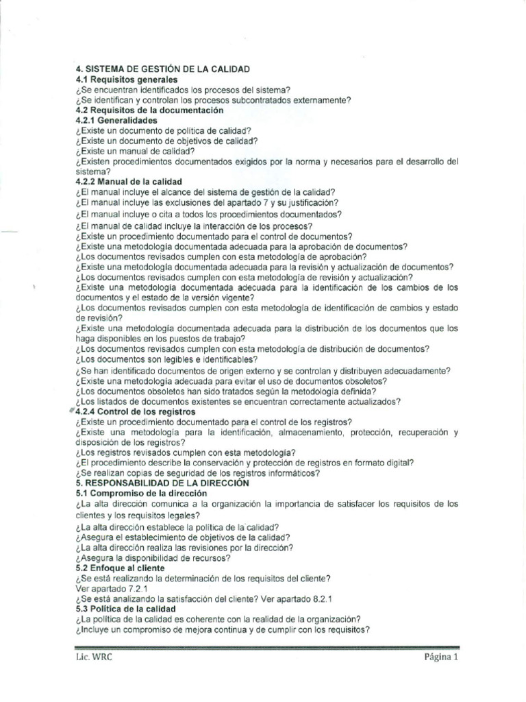 Lista+de+Verificación+ISO+9001 2008 | PDF