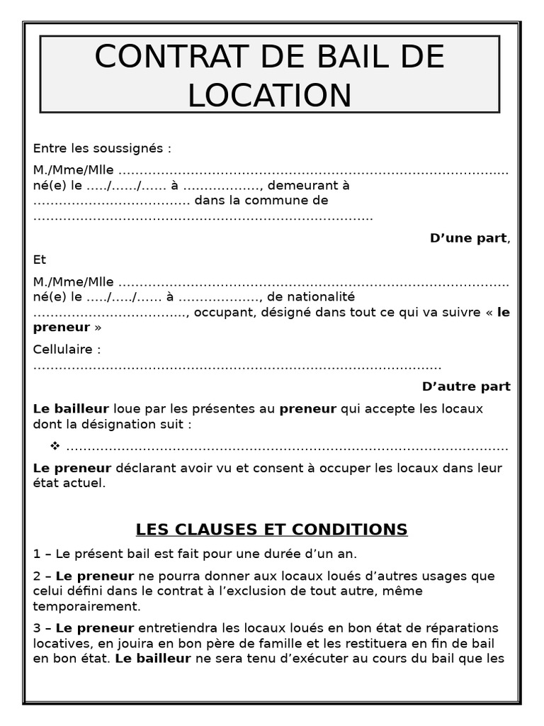 Modèle de contrat de bail professionnel | PDF | Cautionnement | Location