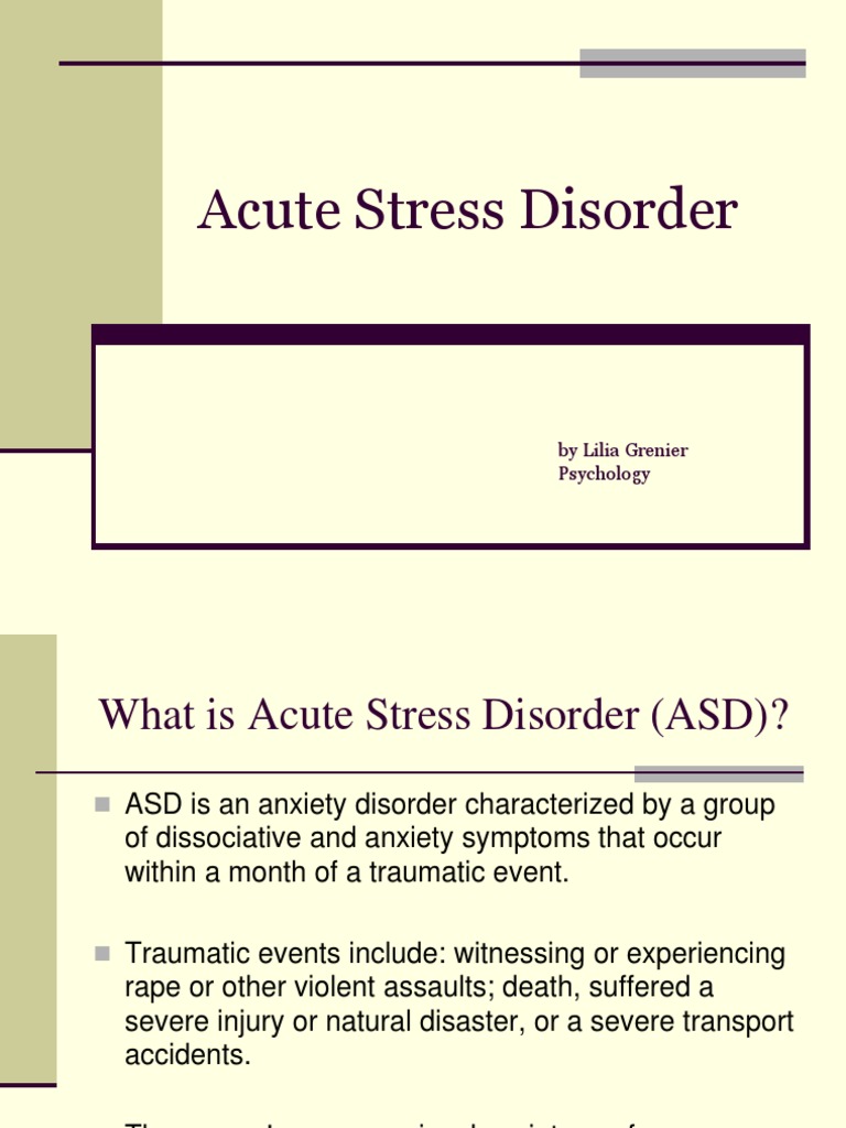 Acute Stress Disorder PDF Posttraumatic Stress Disorder
