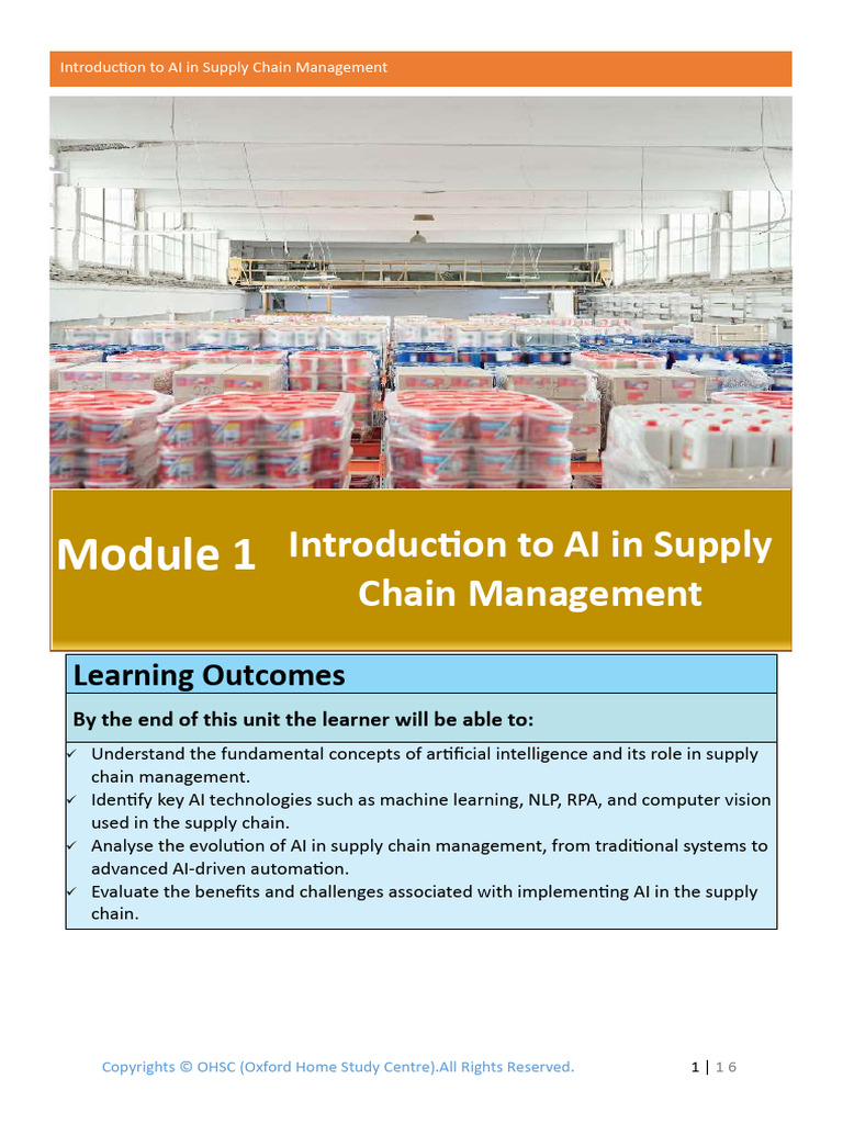 1728043138module 1 Introduction To AI in Supply Chain Management | PDF ...