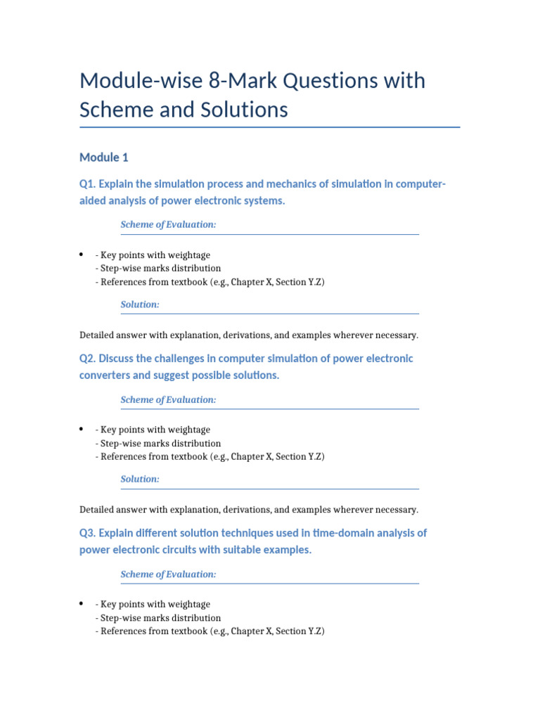 Power Electronics: 8-Mark Questions & Solutions | PDF | Power ...