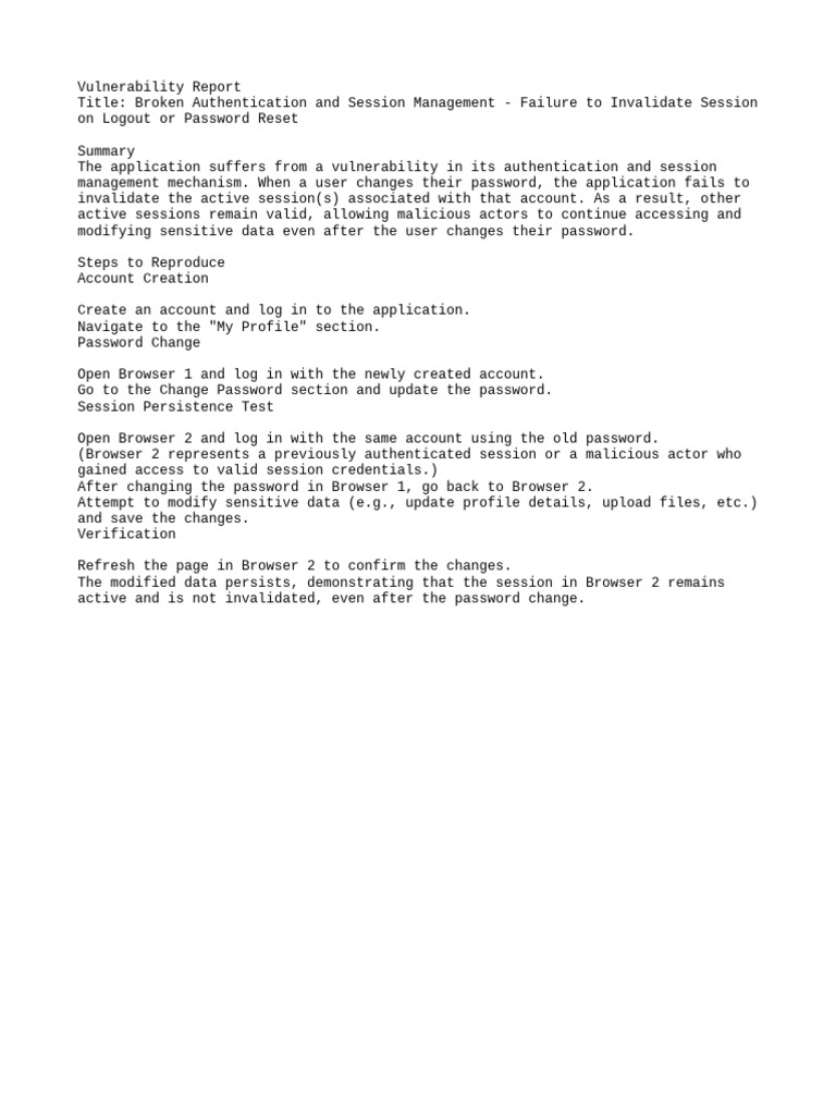 Broken Auth Session Management | PDF