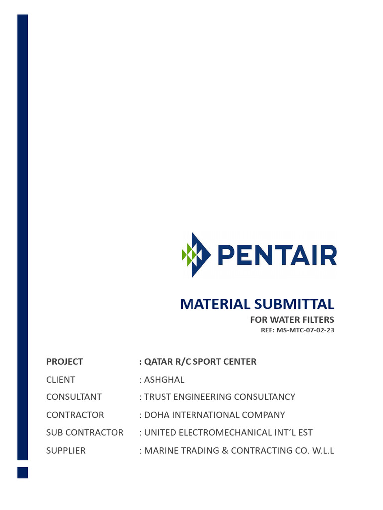 Water Filter Material Submittal Qatar Project | PDF | Filtration ...