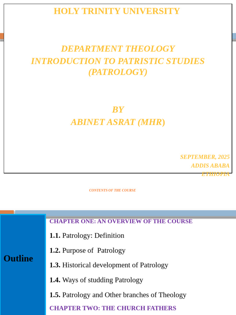 Introduction to Patristic Studies | PDF | Church Fathers | Christian Church